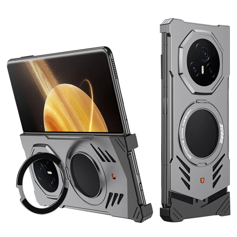 DYONG For Honor Magic V5 5G Metal Case Frameless Hollow Heat Dissipation Phone Cover with Kickstand - Tarnish - 1