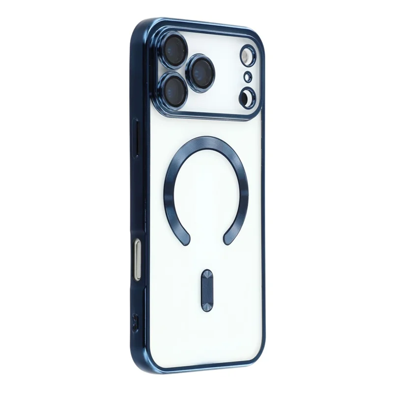 For iPhone 17 Pro Max Case Compatible with MagSafe Electroplated TPU Phone Cover with Lens Film - Navy Blue - 1