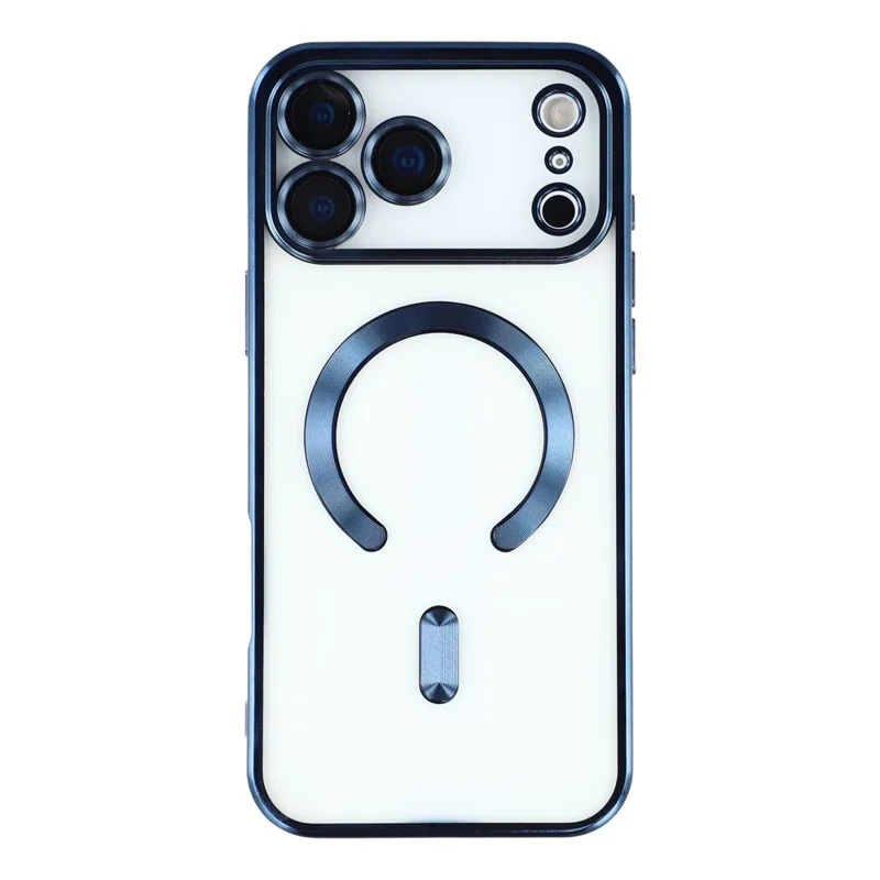 For iPhone 17 Pro Max Case Compatible with MagSafe Electroplated TPU Phone Cover with Lens Film - Navy Blue - 3
