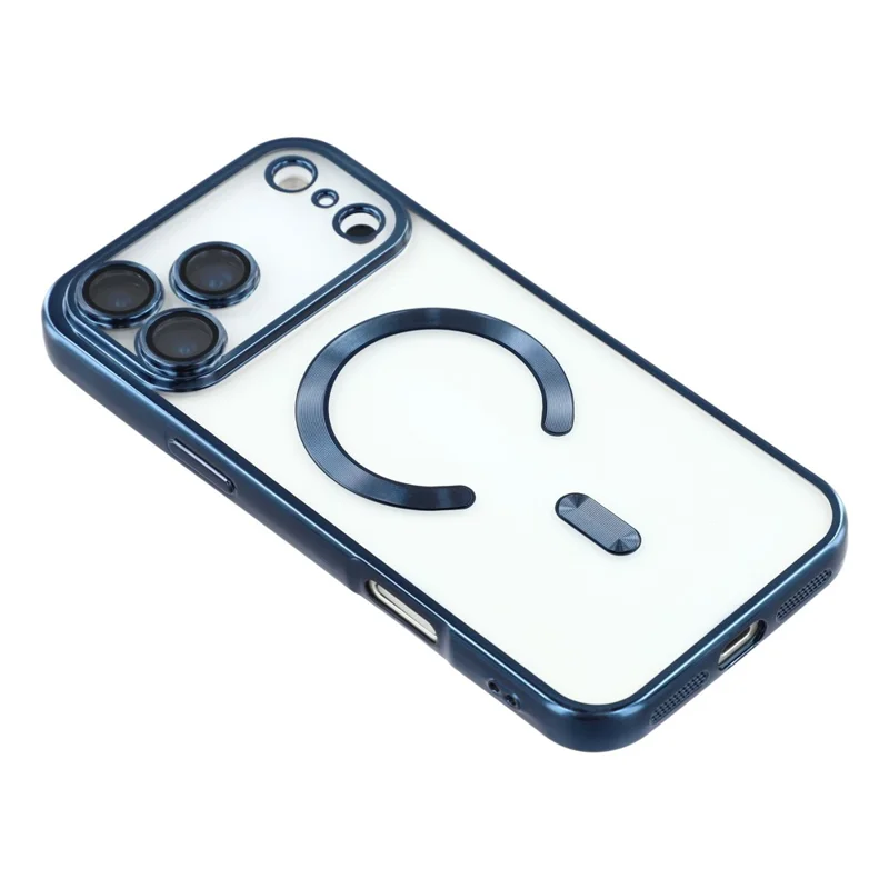 For iPhone 17 Pro Max Case Compatible with MagSafe Electroplated TPU Phone Cover with Lens Film - Navy Blue - 4