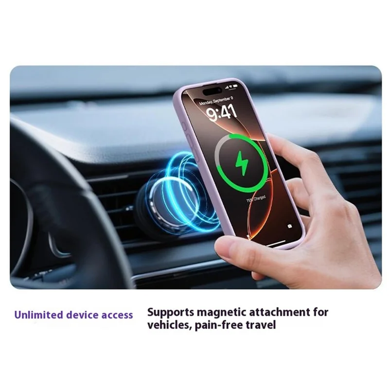 For iPhone 16 Case Compatible with MagSafe Liquid Silicone + PC Phone Cover - Light Purple - 3