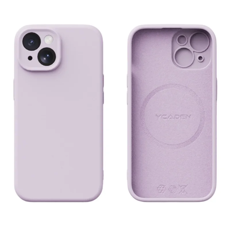 YCADEN For iPhone 15 Case Compatible with MagSafe Precise Cutouts TPU Phone Back Cover - Morandi Purple - 1