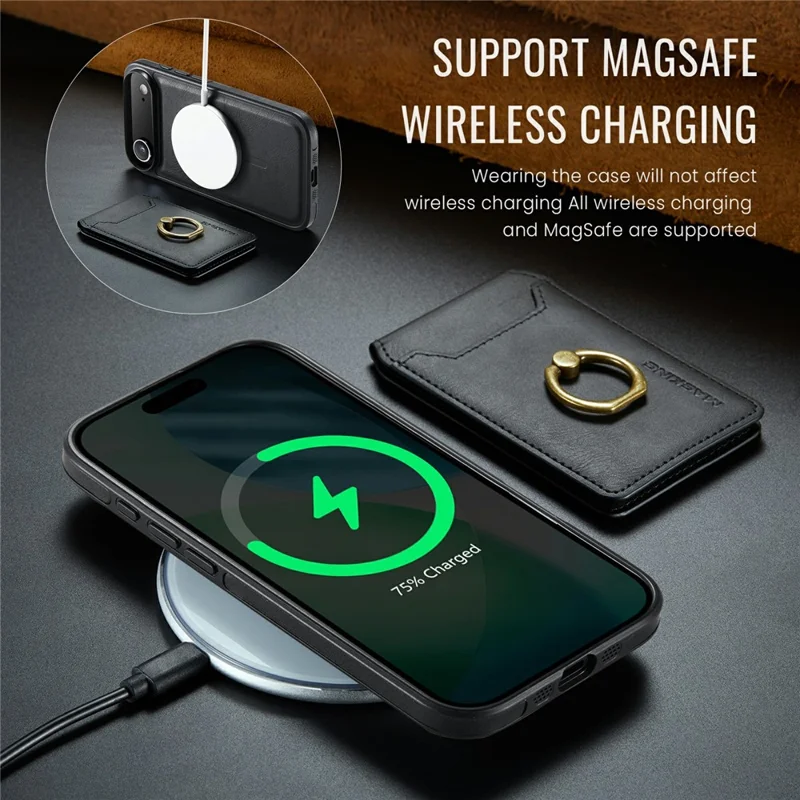 MAGKING K1 Series For iPhone Air Magnetic Case PC + TPU + PU Phone Cover with Card Holder - Black - 12