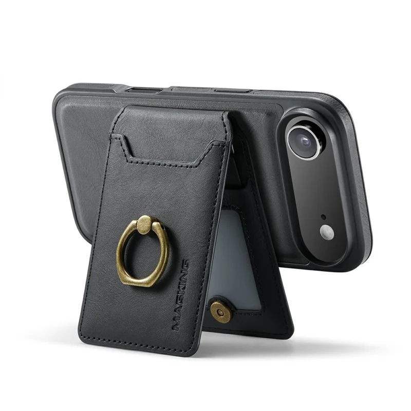 MAGKING K1 Series For iPhone Air Magnetic Case PC + TPU + PU Phone Cover with Card Holder - Black - 4