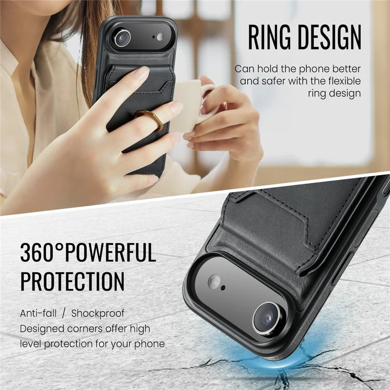 MAGKING K1 Series For iPhone Air Magnetic Case PC + TPU + PU Phone Cover with Card Holder - Black - 9