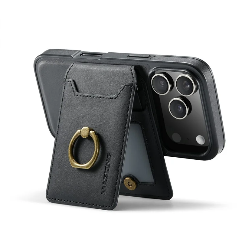 MAGKING K1 Series For iPhone 18 Pro Max / 17 Pro Max Magnetic Case PC + TPU + PU Phone Cover with Card Holder - Black - 4