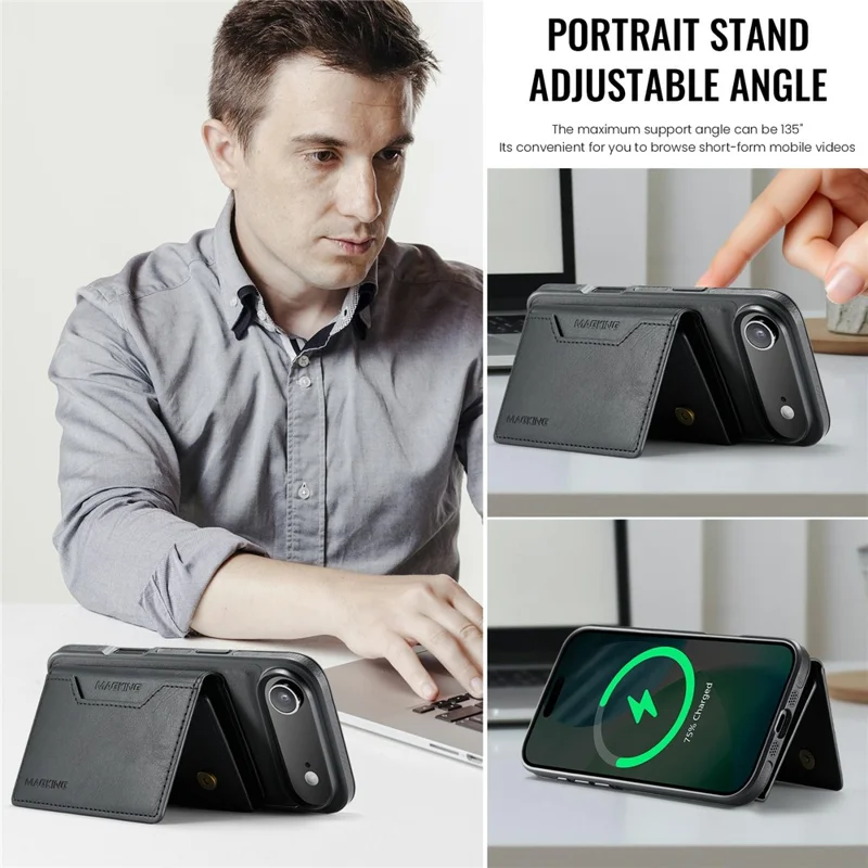 MAGKING K2 Series For iPhone Air Case Compatible with MagSafe PC + TPU + PU Phone Cover - Black - 10