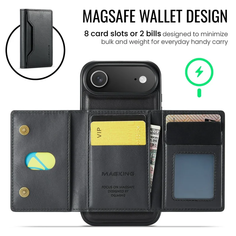 MAGKING K2 Series For iPhone Air Case Compatible with MagSafe PC + TPU + PU Phone Cover - Black - 9