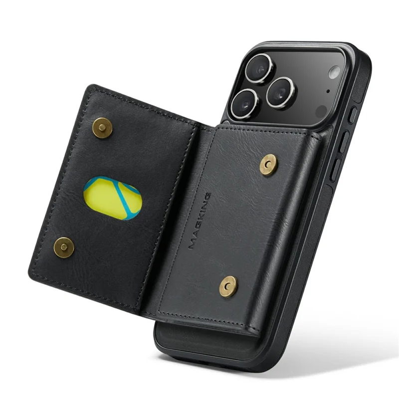 MAGKING K2 Series For iPhone 18 Pro / 17 Pro Case Compatible with MagSafe PC + TPU + PU Phone Cover - Black - 3