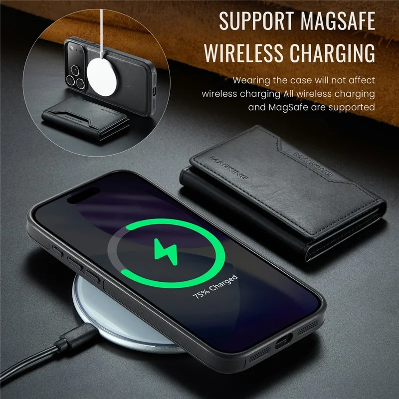 MAGKING K2 Series For iPhone 18 Pro Max / 17 Pro Max Case Compatible with MagSafe PC + TPU + PU Phone Cover - Black - 6