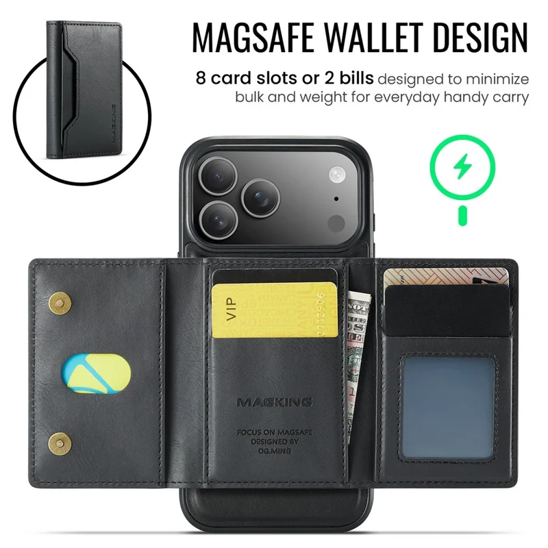 MAGKING K2 Series For iPhone 18 Pro Max / 17 Pro Max Case Compatible with MagSafe PC + TPU + PU Phone Cover - Black - 9