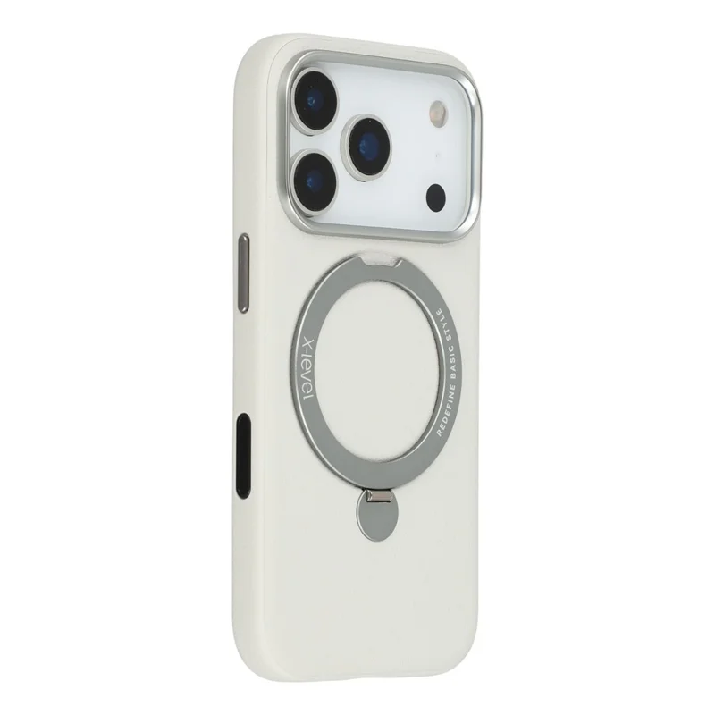 X-LEVEL For iPhone 17 Pro Magnetic Case Kickstand PC + PU Phone Back Cover - Grey - 1