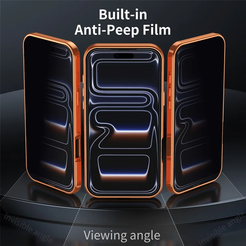 For iPhone 17 Case Compatible with MagSafe PC + Metal Phone Cover with Anti Spy Screen Film - Orange - 2
