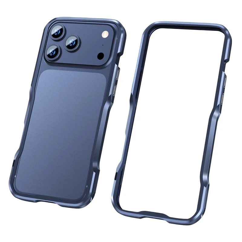 LUPHIE For iPhone 17 Pro Case Metal Bumper Frame Shockproof Phone Cover - Dark Blue - 1