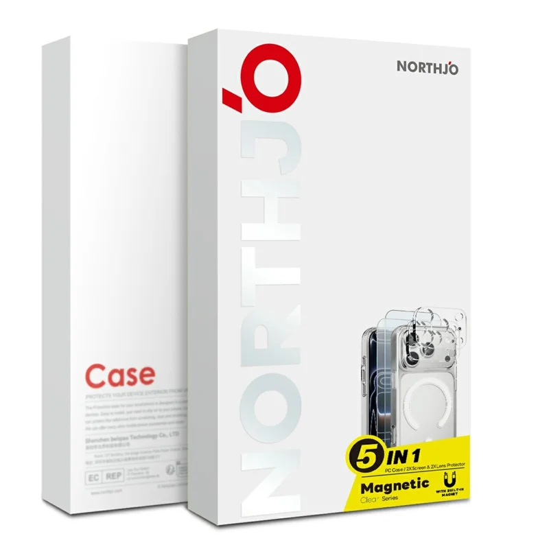 NORTHJO 5 in 1 Set for iPhone 17 Pro Magnetic Case PC + TPU Phone Cover with 2 Front Screen Protector + 2 Lens Film - 5
