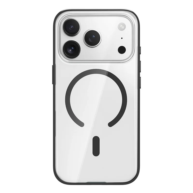 ROCK For iPhone 17 Pro Case Compatible with MagSafe PC + TPU Anti-Yellowing Clear Phone Cover - Black - 1