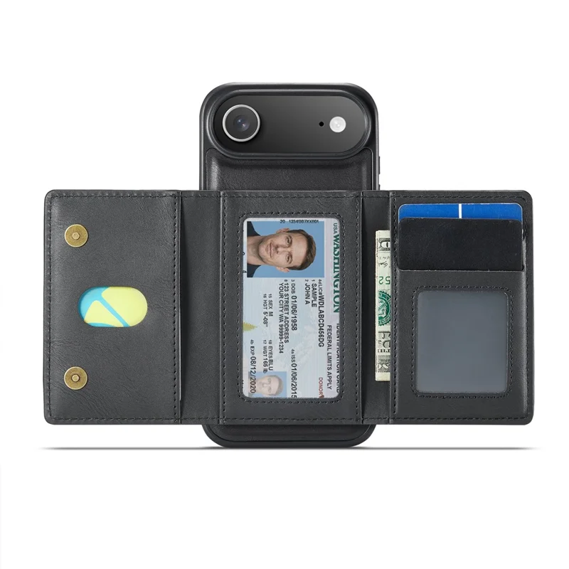 MAGKING K4 Series For iPhone Air Case Compatible with MagSafe Detachable Wallet PU TPU PC Phone Cover - Black - 4