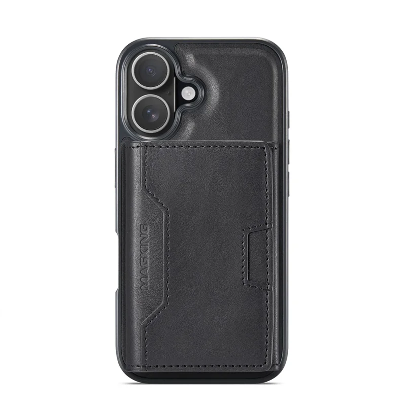 MAGKING K4 Series For iPhone 16 Case Compatible with MagSafe Detachable Wallet PU TPU PC Phone Cover - Black - 12