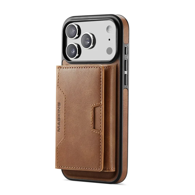 MAGKING K4 Series For iPhone 18 Pro / 17 Pro Case Compatible with MagSafe Detachable Wallet PU TPU PC Phone Cover - Brown - 12