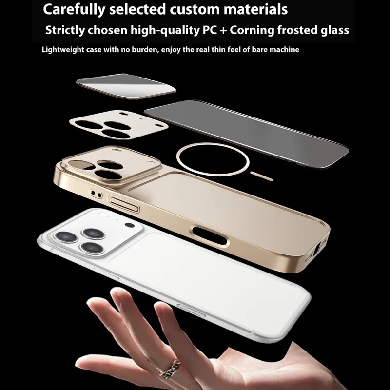 For iPhone 17 Pro Max Case Compatible with MagSafe AG Matte Glass Shockproof Phone Cover - Titanium Grey - 5
