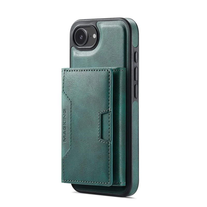 MAGKING K4 Series For iPhone 17e / 16e Case Compatible with MagSafe Detachable Wallet PU TPU PC Phone Cover - Green - 10