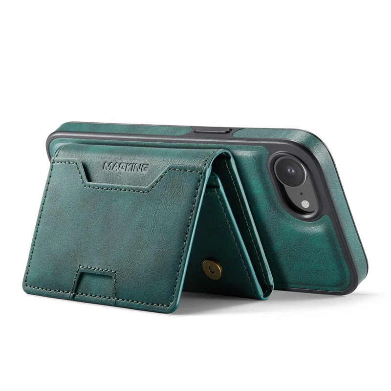 MAGKING K4 Series For iPhone 17e / 16e Case Compatible with MagSafe Detachable Wallet PU TPU PC Phone Cover - Green - 2