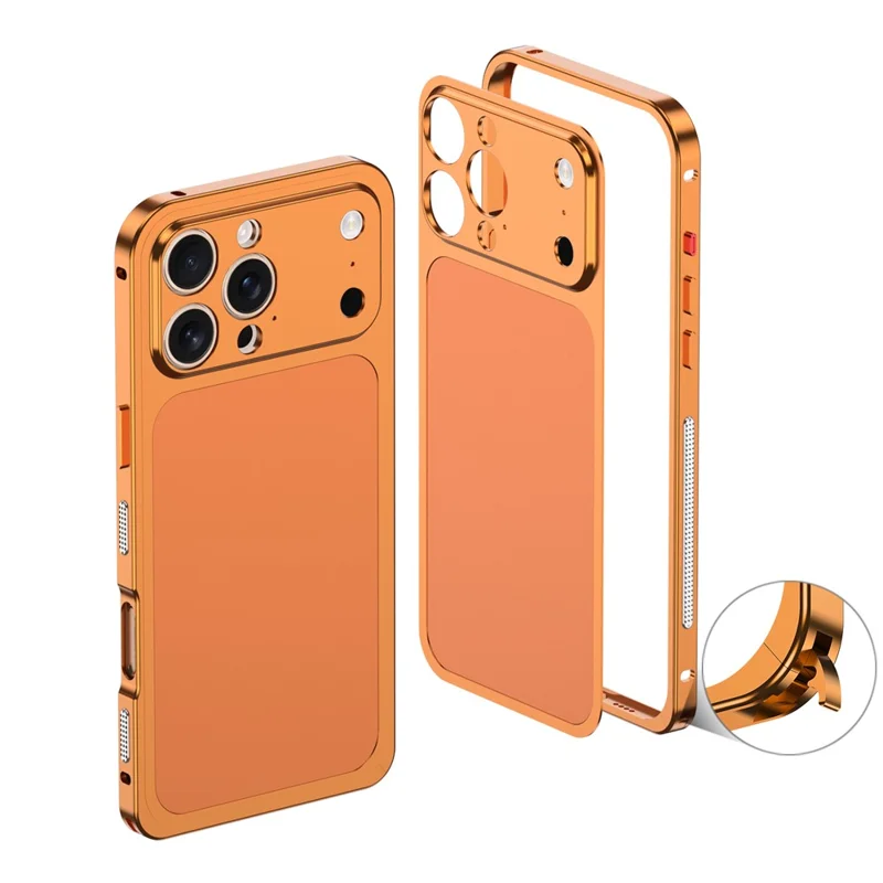 DYONG For iPhone 16 Pro Case Kit Transform to 17 Pro Metal Frame + Back Panel Locking Buckle Phone Cover - Orange - 1