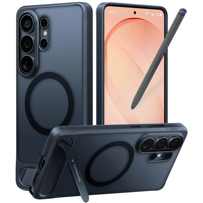 TORRAS For Samsung Galaxy S26 Ultra Ostand L1 Series Magnetic Case with Kickstand TPU+PC Phone Cover - Black - 1