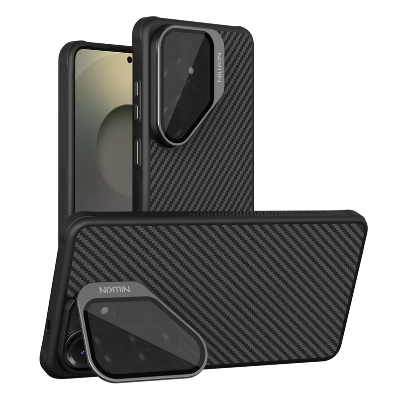 NILLKIN For Samsung Galaxy S26 Ultra Magnetic Case TPU + Aramid Fiber Lens Cover Kickstand Phone Cover - 1