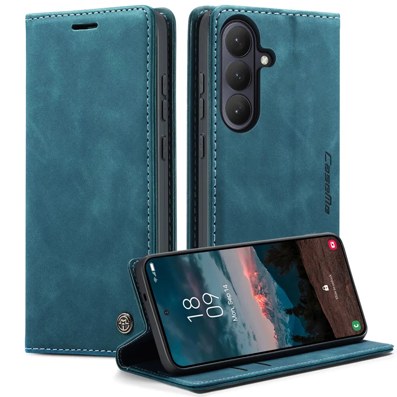 CASEME For Samsung Galaxy S26 Wallet Case 013 Series PU Leather Phone Cover Stand - Blue - 1