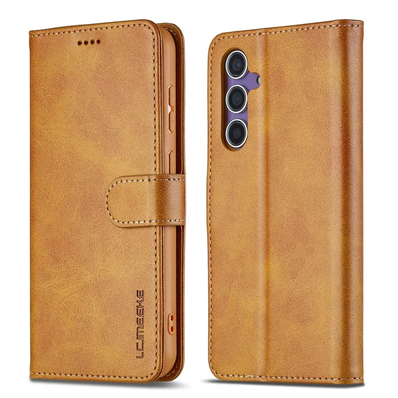 LC.IMEEKE For Samsung Galaxy A37 5G Case Wallet Calf Texture Leather Phone Cover - Yellow - 1