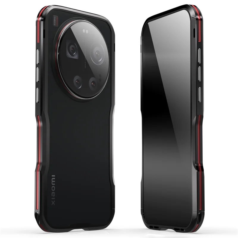 LUPHIE For Xiaomi 17 Ultra 5G Case Metal Bumper Frame Shockproof Phone Cover - Black / Red - 1