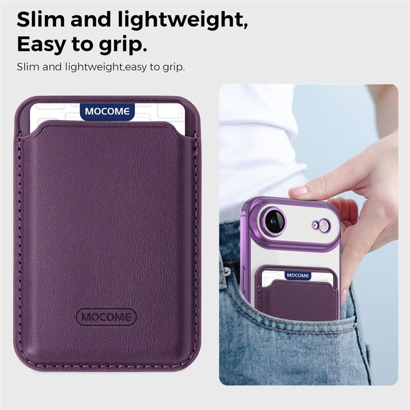 For iPhone Air Case with Detachable Card Holder Compatible with MagSafe Electroplated TPU + PC Phone Cover Built-in Lens Film - Purple - 6