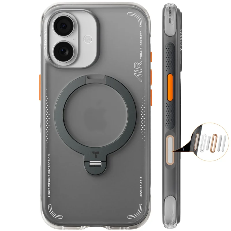 TORRAS For iPhone 17 Ostand Q3 Air Series Magnetic Case with Kickstand Shockproof PC + TPU Phone Cover - Black - 1
