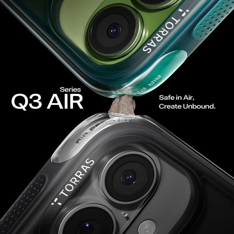 TORRAS For iPhone 17 Ostand Q3 Air Series Magnetic Case with Kickstand Shockproof PC + TPU Phone Cover - Black - 2