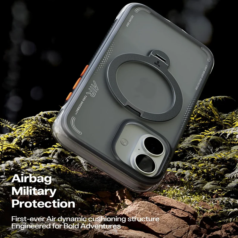 TORRAS For iPhone 17 Ostand Q3 Air Series Magnetic Case with Kickstand Shockproof PC + TPU Phone Cover - Black - 3