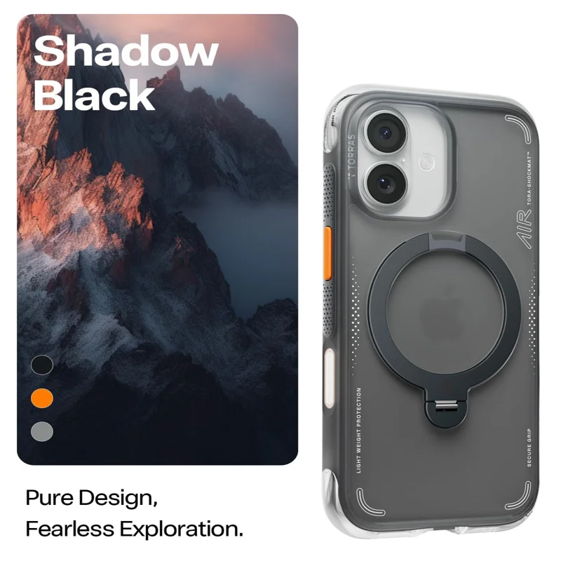 TORRAS For iPhone 17 Ostand Q3 Air Series Magnetic Case with Kickstand Shockproof PC + TPU Phone Cover - Black - 8
