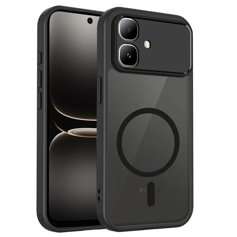 For Infinix Smart 20 4G Magnetic Case Skin Touch Matte PC + TPU Anti-Drop Phone Cover - Black - 1