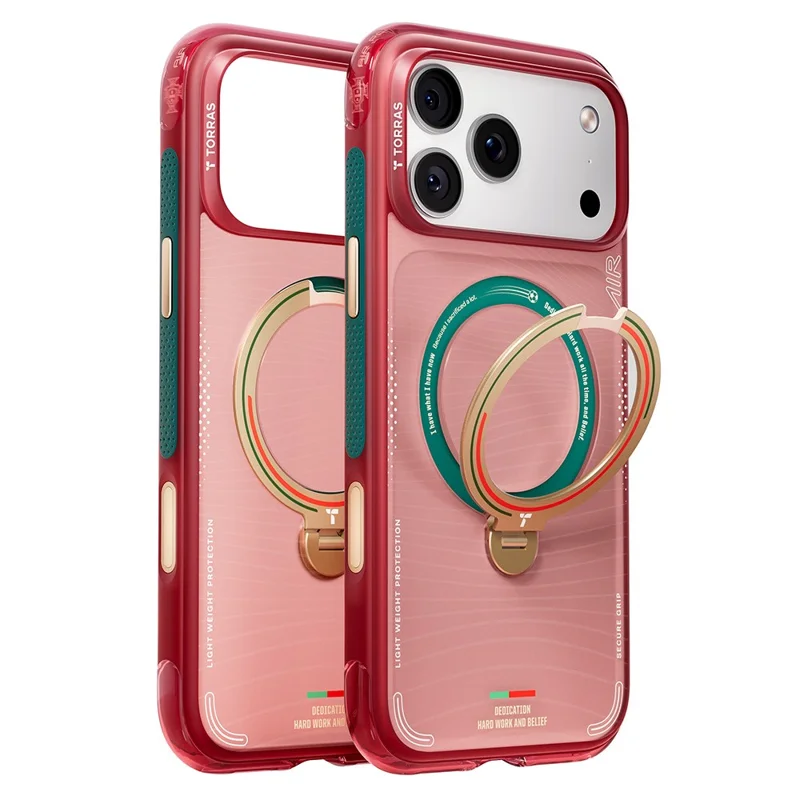 TORRAS Ostand Q3 Air for iPhone 17 Pro Max Magnetic Case 360° Rotating Kickstand TPU PC Phone Cover, FPF Limited Edition - Wave of Passion - 1
