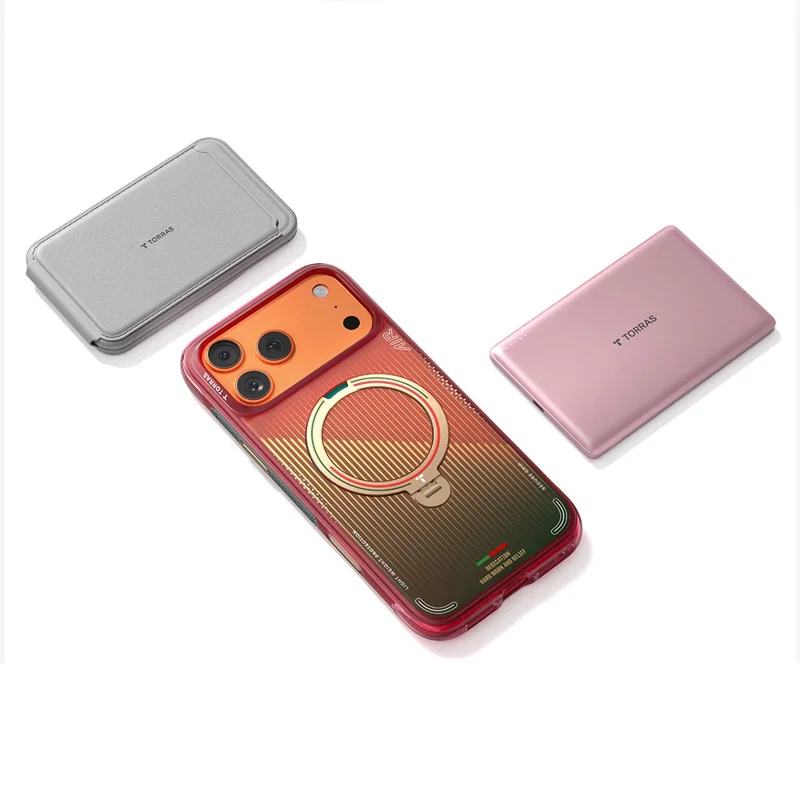 TORRAS Ostand Q3 Air for iPhone 17 Pro Max Magnetic Case 360° Rotating Kickstand TPU PC Phone Cover, FPF Limited Edition - Wave of Passion - 5