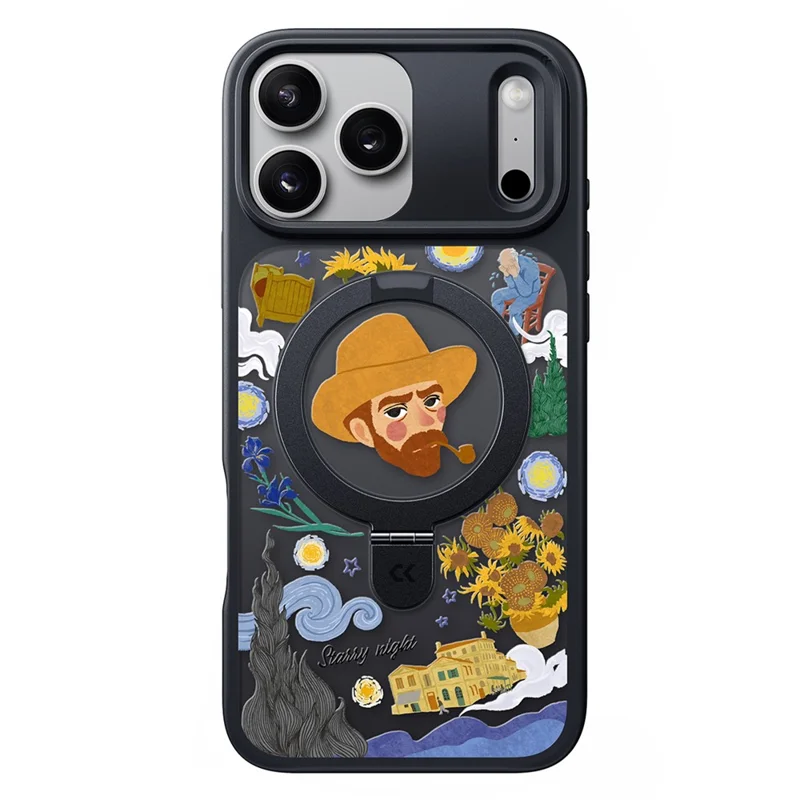 CASEKOO for iPhone 18 Pro Max / 17 Pro Max Magnetic Case Constellation Pattern Ring Kickstand Shockproof PC + TPU Phone Cover - Artist - 1