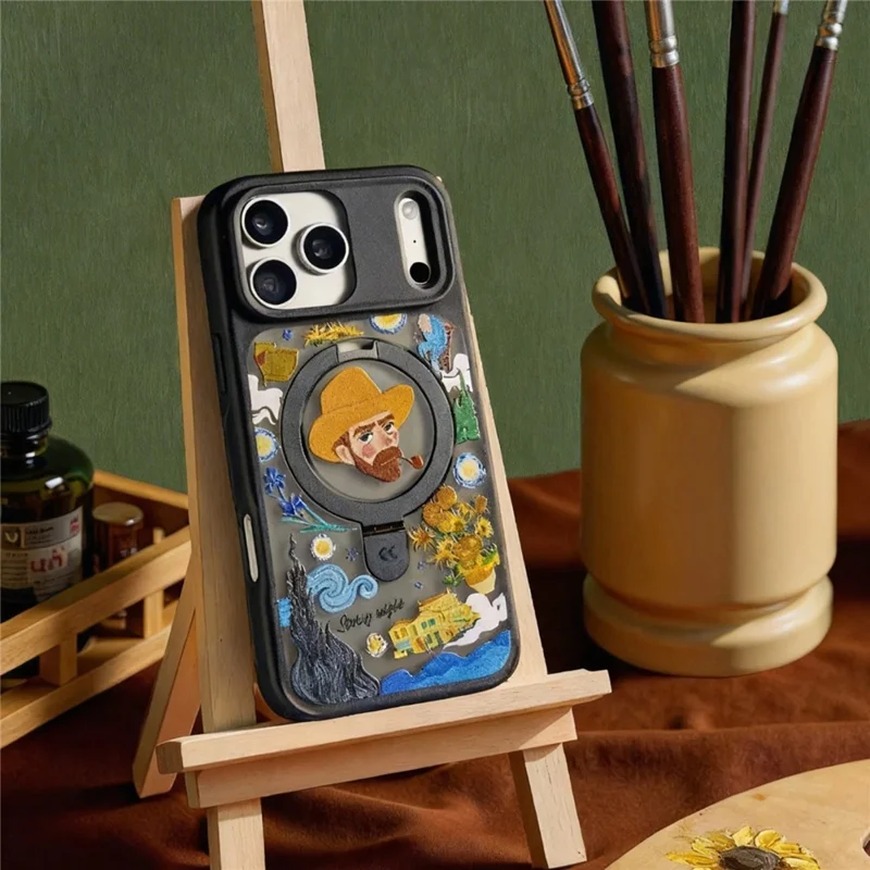 CASEKOO for iPhone 18 Pro / 17 Pro Magnetic Case Constellation Pattern Ring Kickstand Shockproof PC + TPU Phone Cover - Artist - 3