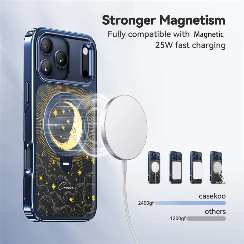 CASEKOO Tarot Series for iPhone 18 Pro Max / 17 Pro Max Magnetic Case UV 3D Printing PC + TPU Phone Cover with Ring Holder Kickstand - Tarot Blue Moon - 6