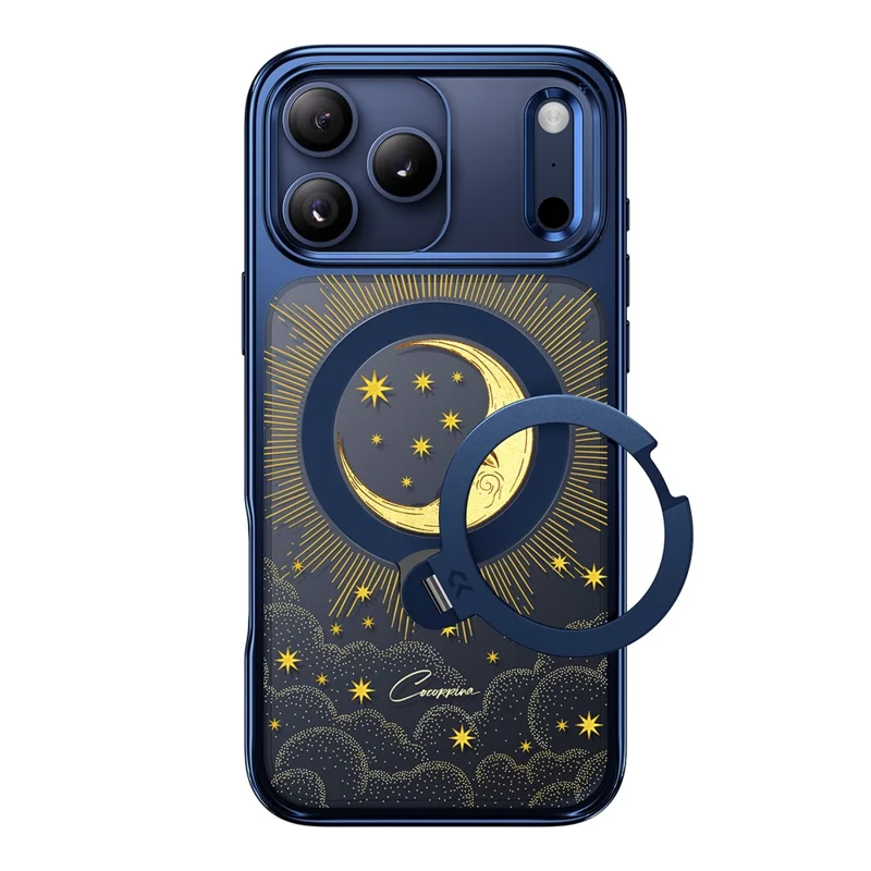 CASEKOO Tarot Series for iPhone 18 Pro / 17 Pro Magnetic Case UV 3D Printing PC + TPU Phone Cover with Ring Holder Kickstand - Tarot Blue Moon - 2