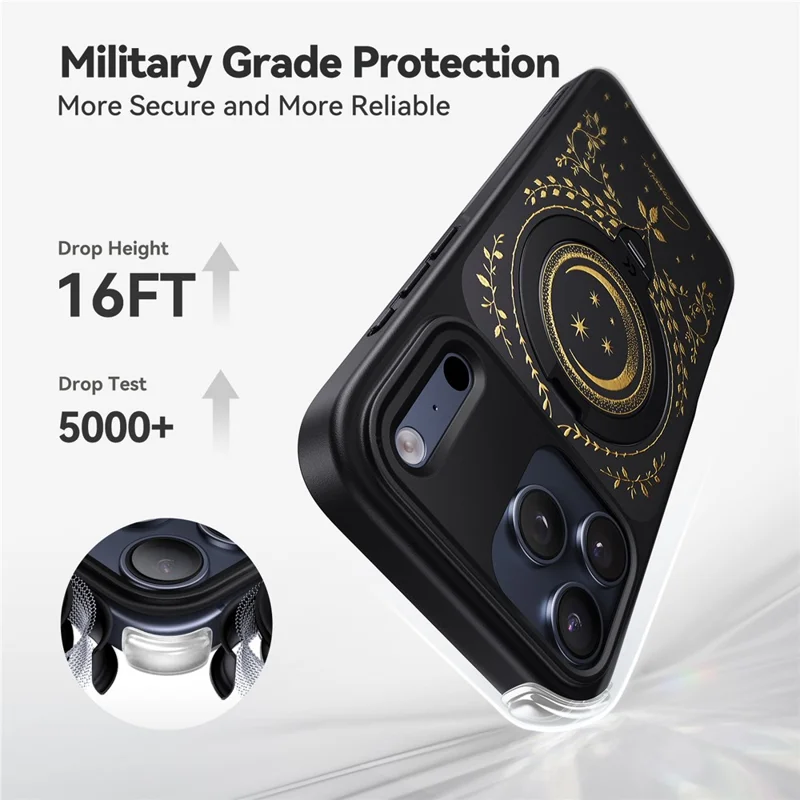 CASEKOO Tarot Series for iPhone 18 Pro Max / 17 Pro Max Magnetic Case Rotating Ring Kickstand PC + TPU Shockproof Cover - Tarot Vine Moon - 7