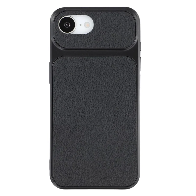 For iPhone 17e / 16e Case Sheepskin Texture Leather Coated TPU Phone Cover with Large Camera Cutouts - Black - 1