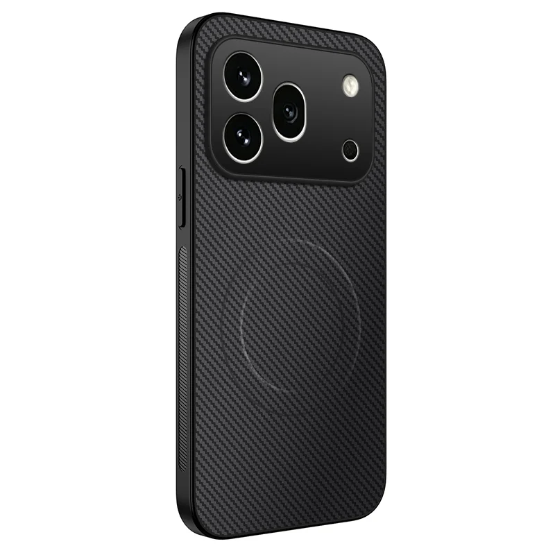WANLONFENG For Honor 600 Pro 5G TQ Series Magnetic Case Carbon Fiber Texture PC TPU Phone Cover - Black - 1
