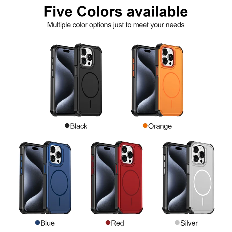 For iPhone 15 Pro Magnetic Case Shockproof TPU PC Protective Cover - Black - 9