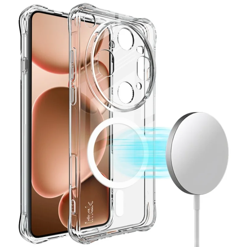 IMAK for Oppo Find X9 Ultra 5G Magnetic Case Airbag Shockproof Protection TPU Phone Cover - Transparent - 1