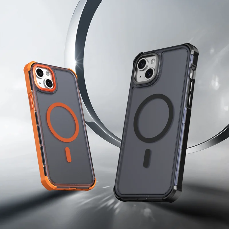 For iPhone 15 Plus Magnetic Case Electroplated Frame Skin-touch TPU+PC Phone Cover - Black - 2